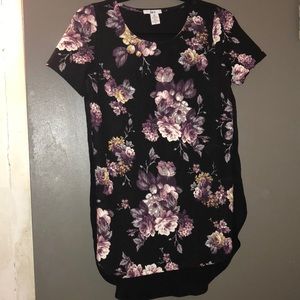 Bar III Floral Tunic w/ Hi-Lo Dolphin Hem
